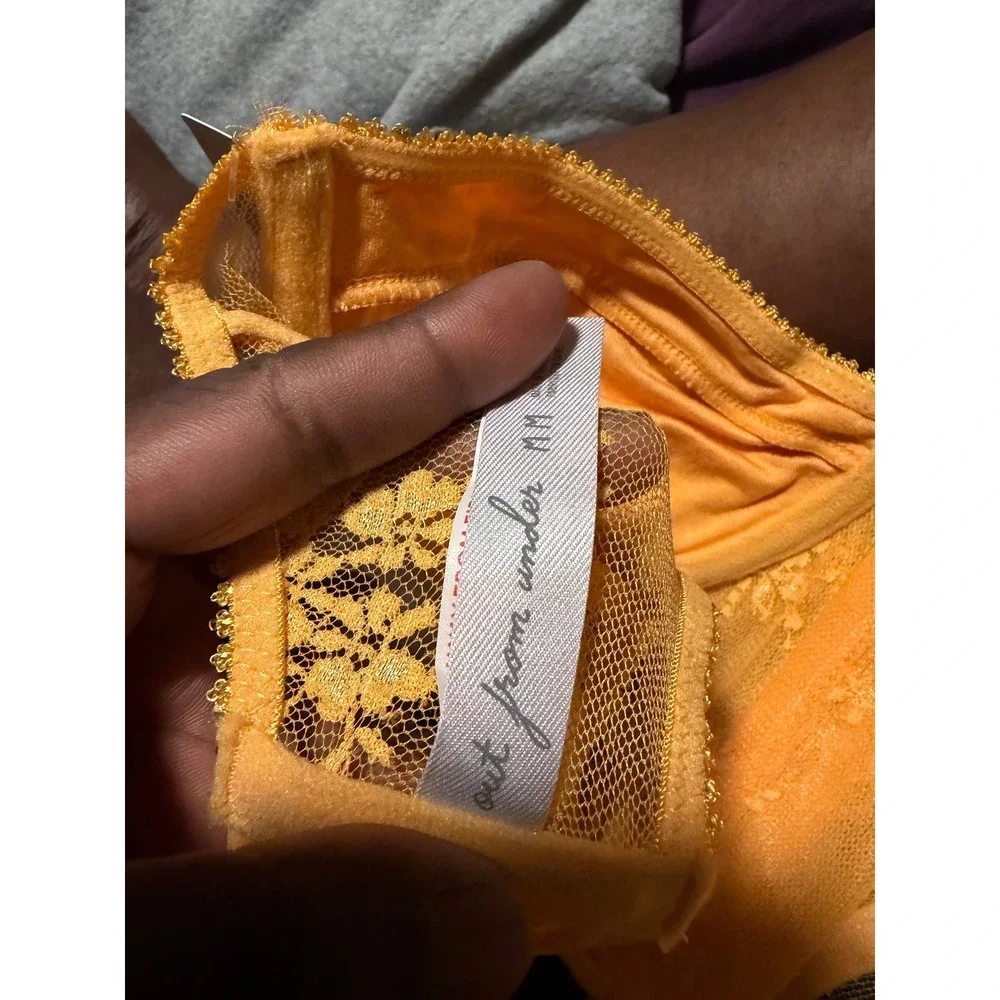 Urban Outfitters Out From Under Lace Corset Bustier Top Gold Orange Strapless M